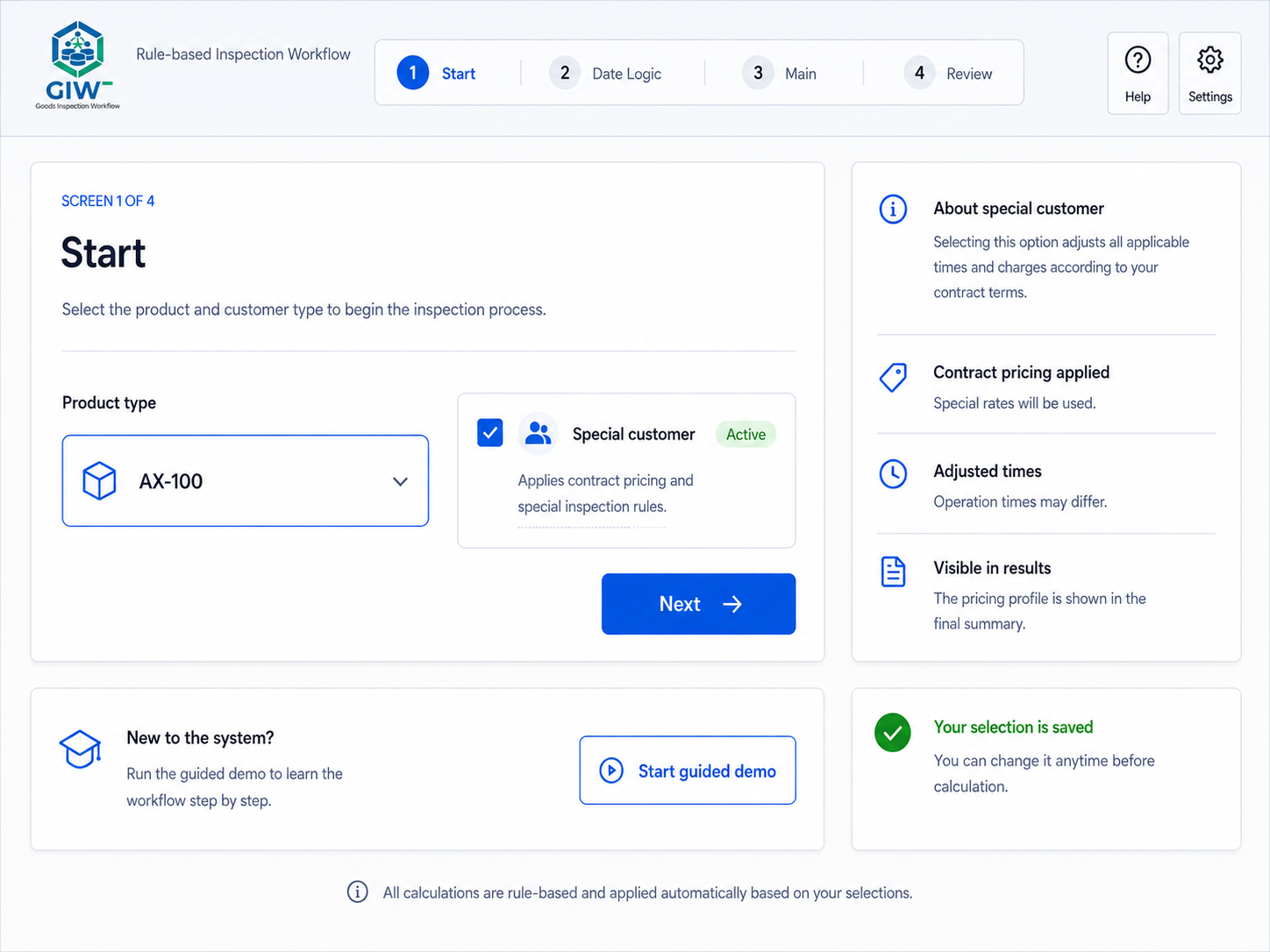 Goods inspection workflow detail view