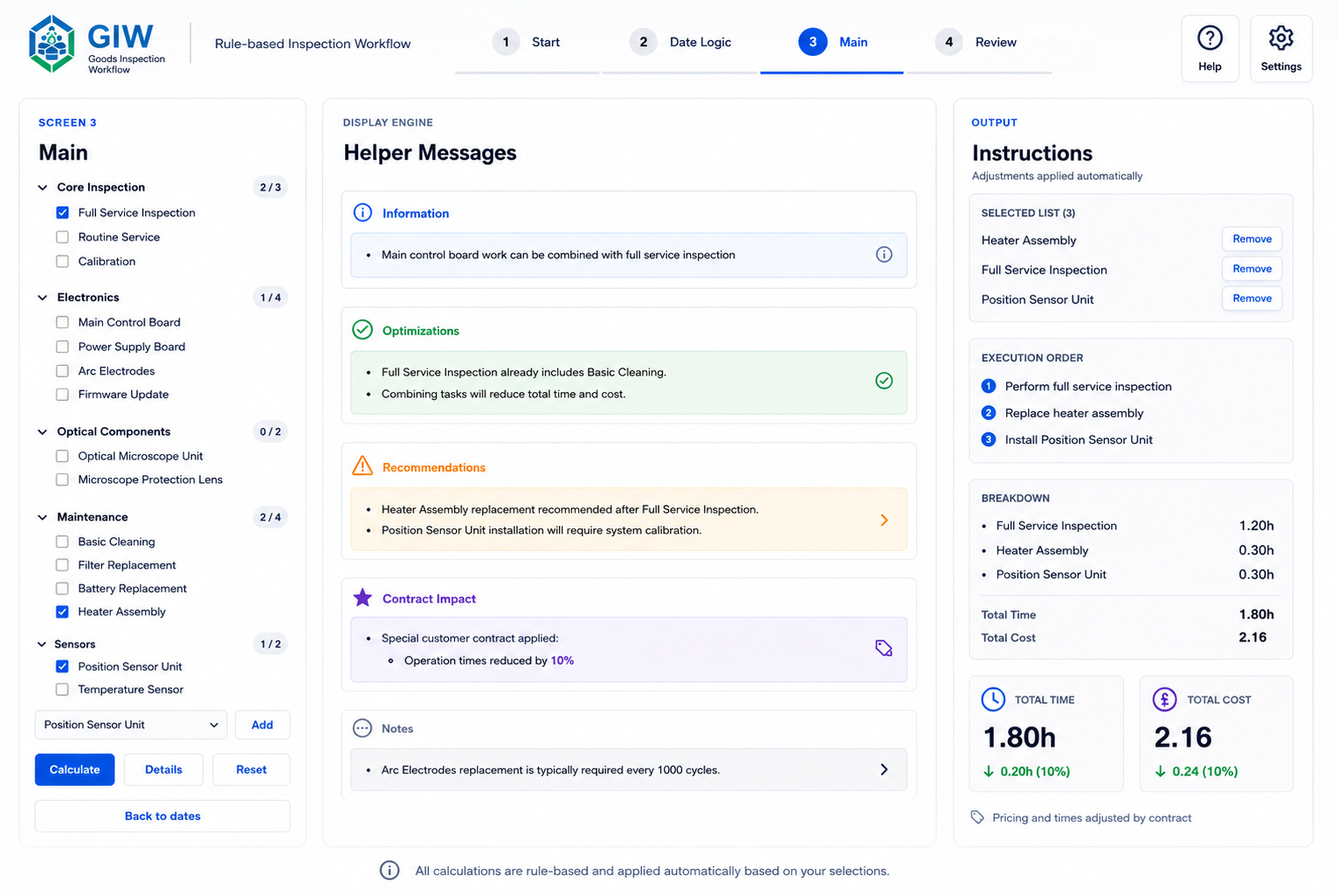 Goods inspection workflow interface